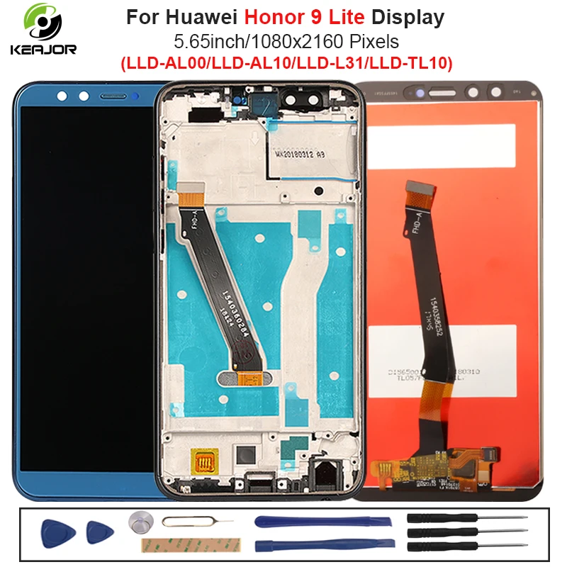 LCD Ekrano ir Huawei Honor 9 Lite LCD Jutiklinio Ekrano Rėmelis skaitmeninis keitiklis Asamblėjos Pakeisti Garbę 9 Lite LLD-AL00 Ekranas