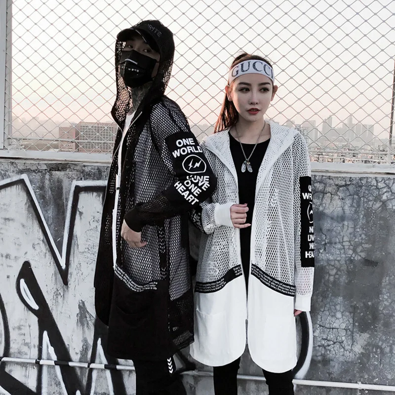 Womenspring vasaros tuščiaviduriai iš akies ilgai striukės gobtuvu švarkelis, naktinis klubas DJ punk hip-hop paltai moterims harajuku streetwear