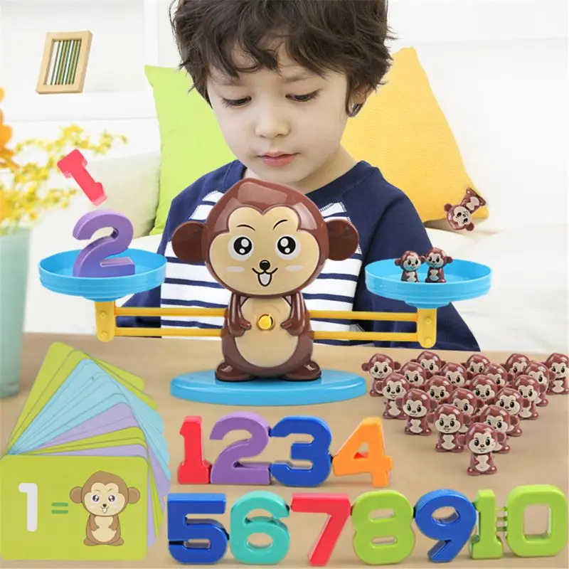 1Set Beždžionė Balansas Švietimo Matematika Žaidimas skirtas Vaikams Mokytis Skaičiuoti, Skaičių ir Pagrindinių Matematikos, 65 Gabalas KAMIENINIŲ Mokymosi Žaislas