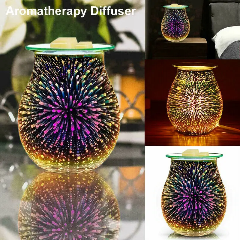 Stiklo Elektros Aliejus Difuzoriaus Oro Drėkintuvas Vaškas Ištirptų Smilkalų Degiklis Aromato Kvepalų Žibintas 3D Naktį Šviesos