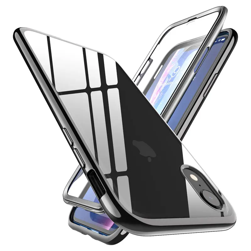 SUPCASE iPhone XR 6.1 colių Atveju UB, Electro, viso Kūno Aišku, Sidabrą, Blizgučiai Plonas Hibridinis Dangtelis su Built-in Screen Protector