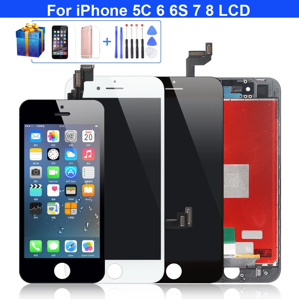 AAAA Klasės iPhone 5G 6 6S 7 8 Plius LCD Su Puikus 3D Jutiklinis Ekranas skaitmeninis keitiklis Asamblėjos iPhone 5C 6S 7 8 Ekranas Pantalla