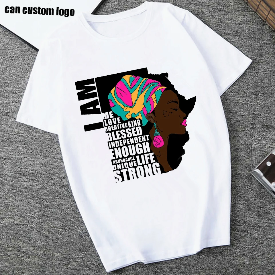 Afrikos Moterys Temą Marškinėliai Vasaros Marškinėliai Moterims Juodosios Afrikos Mergina Spausdinti Marškinėlius Moterų marškinėliai Topai Tee
