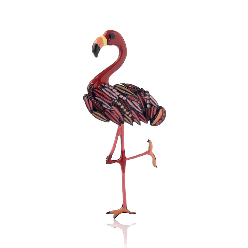 Mielas Emalio Flamingo Sagės Cinko Lydinys, Gyvūnų, Paukščių Sagė Vintage Mados Moterų Suknelė Kailis Priedai 2019 Naujo Dizaino Papuošalai