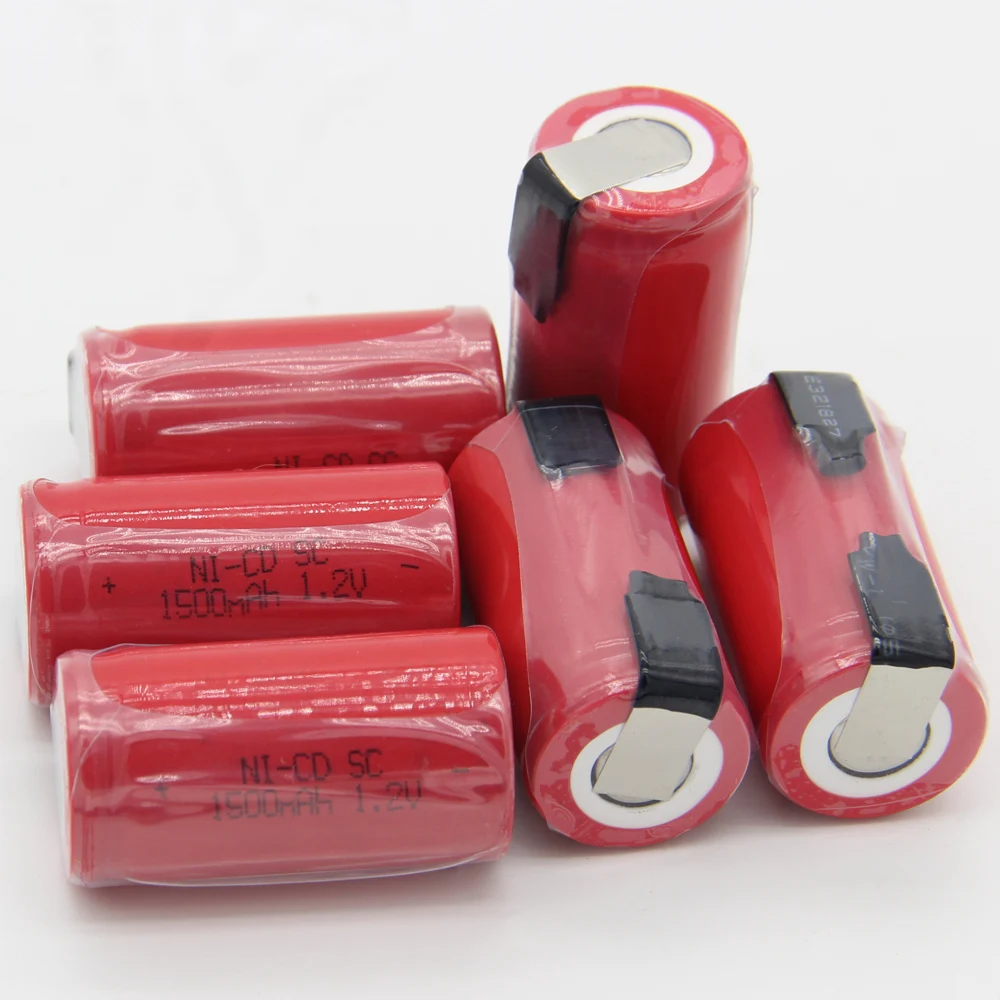 SUB C baterija 1500 mah nicd 42.5 mm*22mm 1.2 V SC baterijos pakeitimas galios įrankiai flat top litavimo juostos