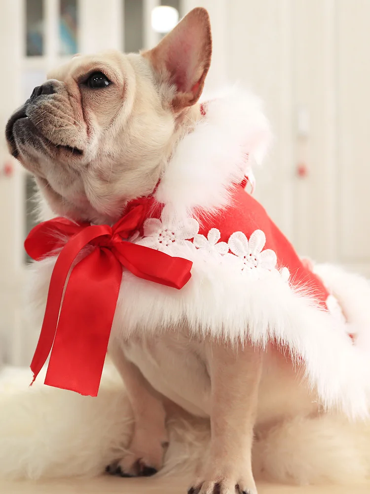 Šunų Drabužius Šiltas Kailis Žiemą Raudonas Apsiaustas Naujųjų Metų Pug Bichon Chiwawa Kalėdų Puppy, Pet Drabužiai, Paltai&JacketsFrench Buldogas