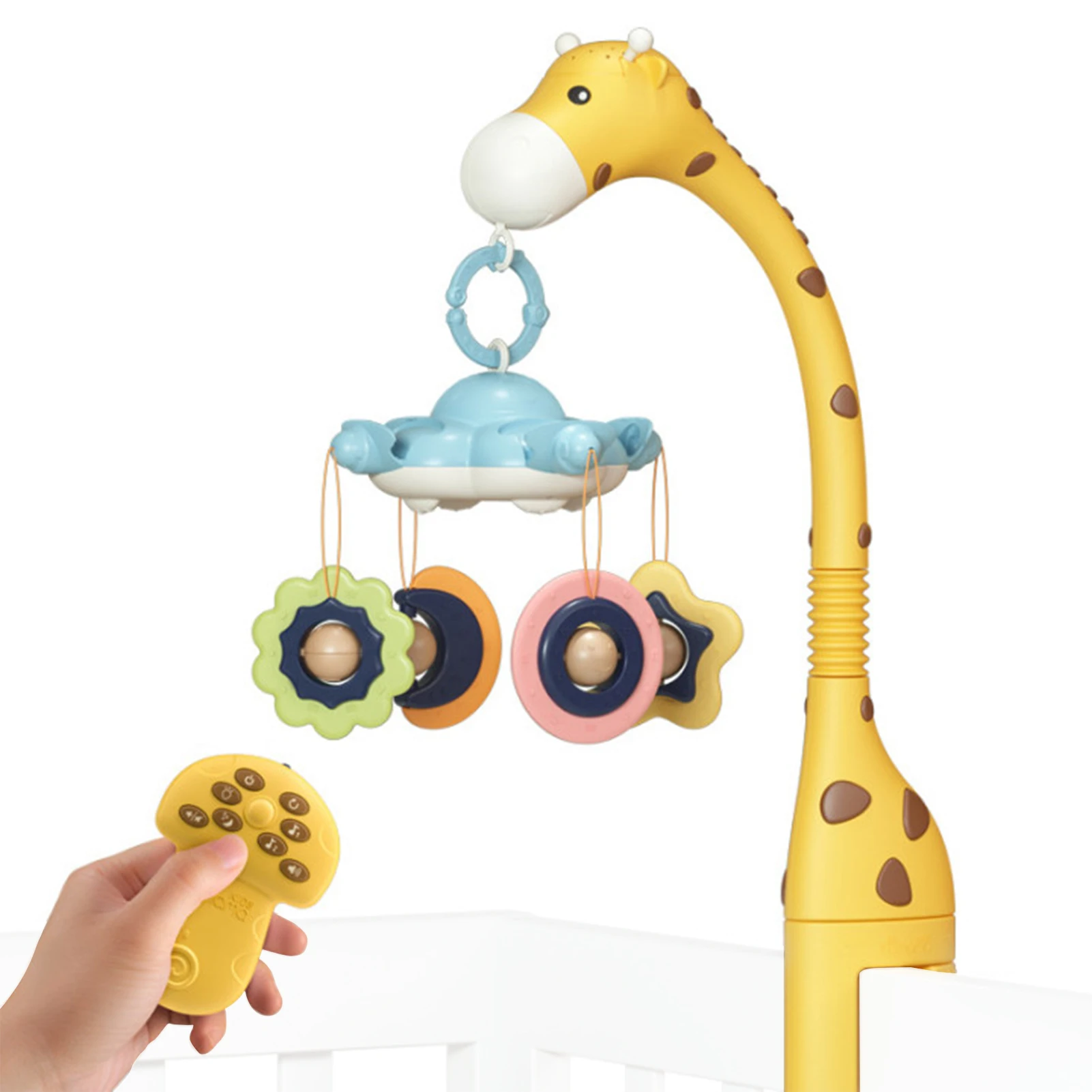 Žirafa projekcija lovelę bell žaislas kūdikiui multi-funkcija nuotolinio valdymo muzika sukasi komfortą gutaperčia lova bell (spalvos langelį)
