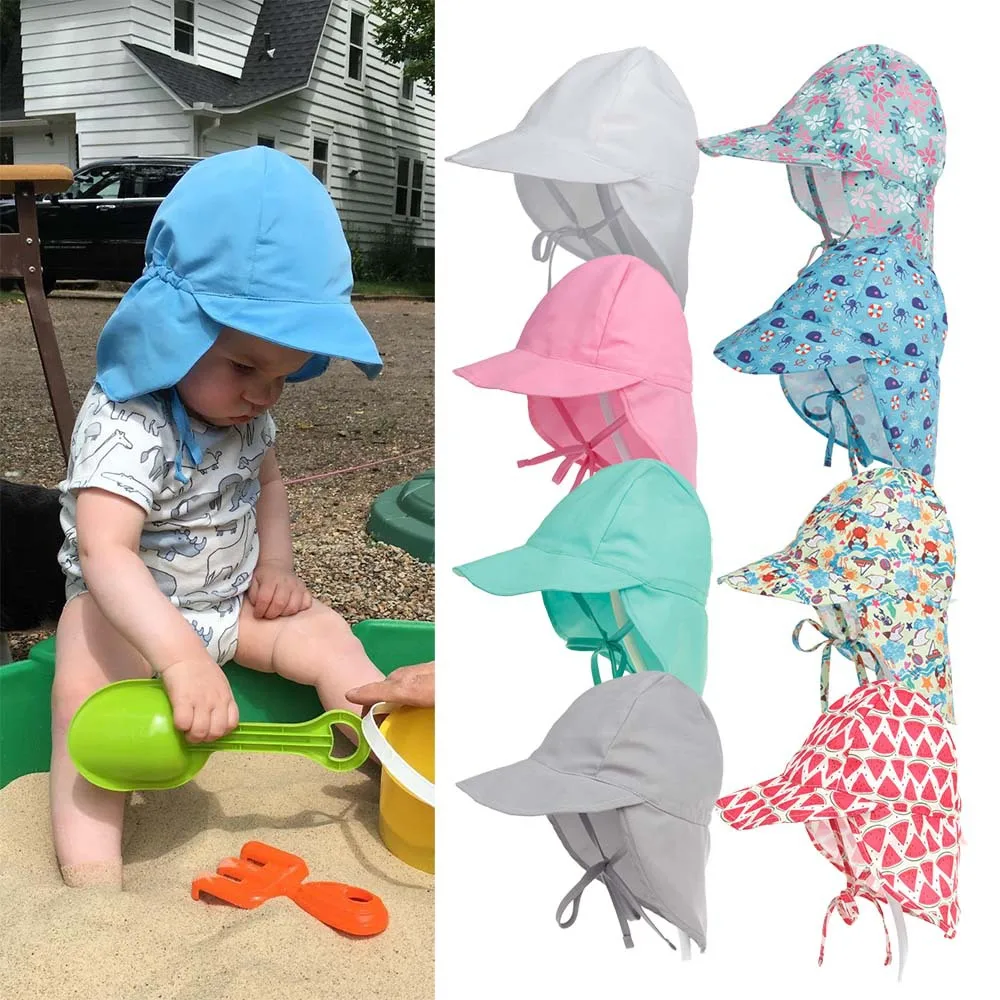 UV Apsauga Kūdikių Skrybėlę Vasarą, Kvėpuojantis Vaikai, Berniukas ir Mergaitė Beisbolo kepuraitę Vaikų Kaklo, Ausų Apima Platų Kraštų Saulės Skrybėlę