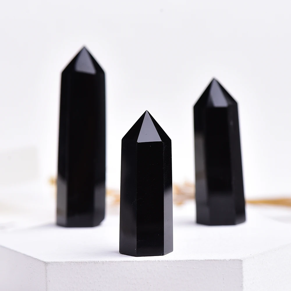 4-7cm 1PC Gamtos black Crystal Taško Šešiakampe obsidianas kristalų Skiltyje Mineralinių Ornamentu Magija Remontas, Namo Apdaila