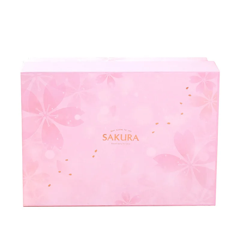 Pink cherry blossom dovanų dėžutes, stačiakampio aukščiausios kokybės dangtelį dėžutę mažų ir tyrą ir šviežią Valentino Diena pakuotę dovanų dėžutėje