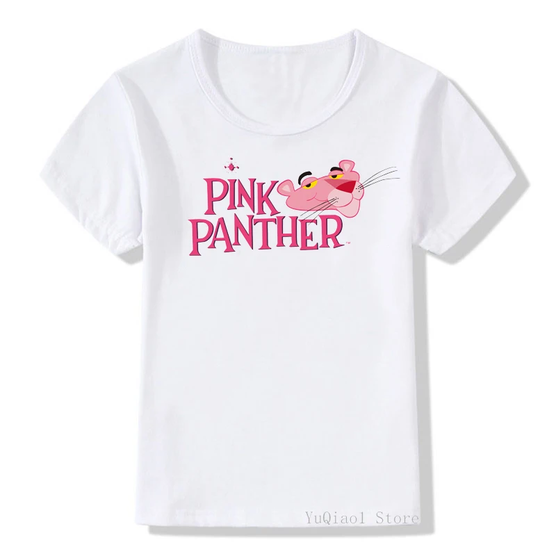 Vasaros 2020 Juokingas animacinių filmų pink panther, t marškinėliai kūdikių berniukų, mergaičių drabužiai balti grafinis tees mielas vaikas, t-marškinėliai, vaikiški drabužiai