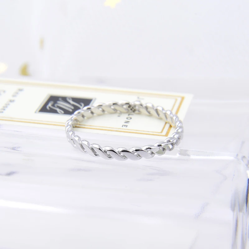 Pintas žiedas Moters 925 Sterling Silver Lady Elegantiškas Papuošalai Paprasta Etninės Stiliaus Bauda Twist Žiedas Lady Žiedas Sidabro Papuošalai
