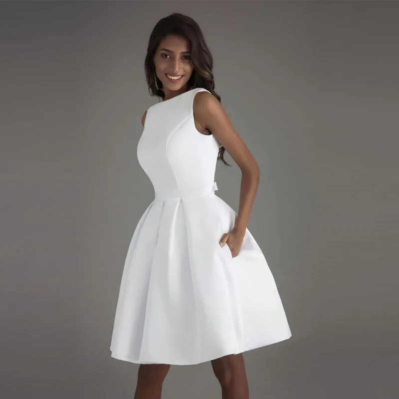 Booma Trumpas Vestuvių Suknelės 2020 M., Baltos spalvos dramblio kaulo Nuotakos Suknelė Balta Nuotakos Suknelės, Aukštos kokybės Satino Vestuvės Suknelės