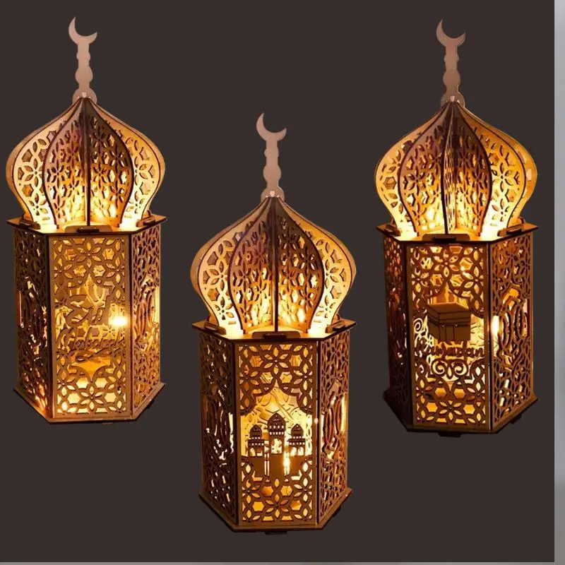Musulmonų Festivalis Šviesos Ramadanas Eid Mubarakas Papuošalų, Medinių LED Lempos