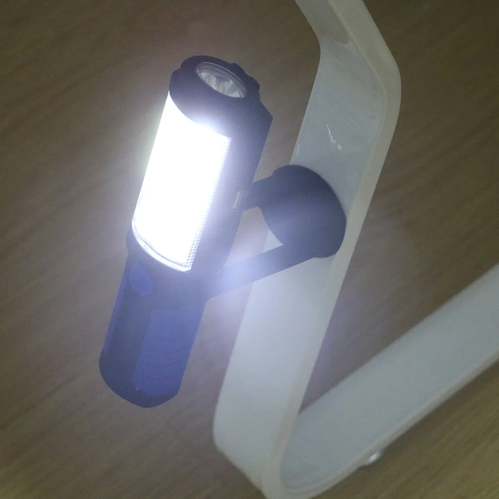 Lankstus USB Įkrovimo COB LED Darbo Šviesos Ranka Fakelas Žibintuvėlis Magnetinio Darbą Lempos Galia Telefono Įkrovimo Lemputė Kempingas Žibintų