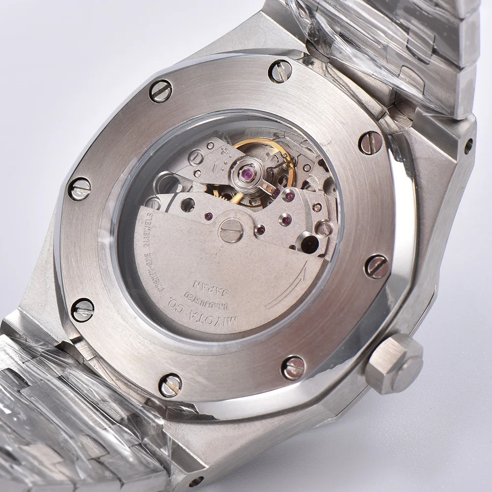 42mm vyriški Žiūrėti Miyata 8215 Automatinis Mechaninis laikrodis Juodas Ciferblatas Nerūdijančio Plieno Atveju Šviesos Vandeniui atsparus Safyro Stiklo