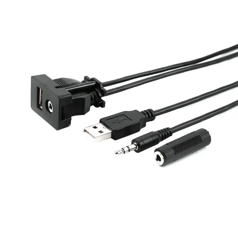 Naujų Automobilių Brūkšnys Flush Mount USB Prievadą Skydelio Auto Valtis 3.5 mm 1/8 AUX USB prailginimo Kabelis Adapteris, Skirtas 