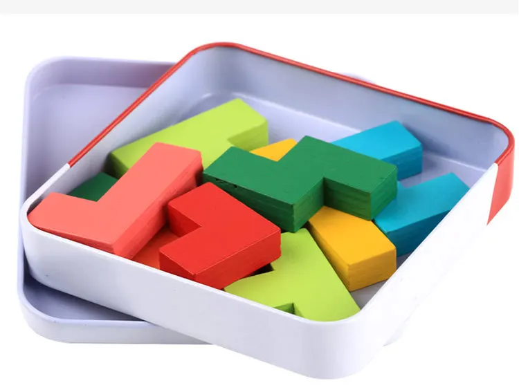 Geležies Dėžutė Medinė Dėlionė Klasikinis Geometrinės Formos Tangram Medinė Dėlionė Vaikams Tangram Dėlionės, Žaislų, Švietimo Dovana DS9