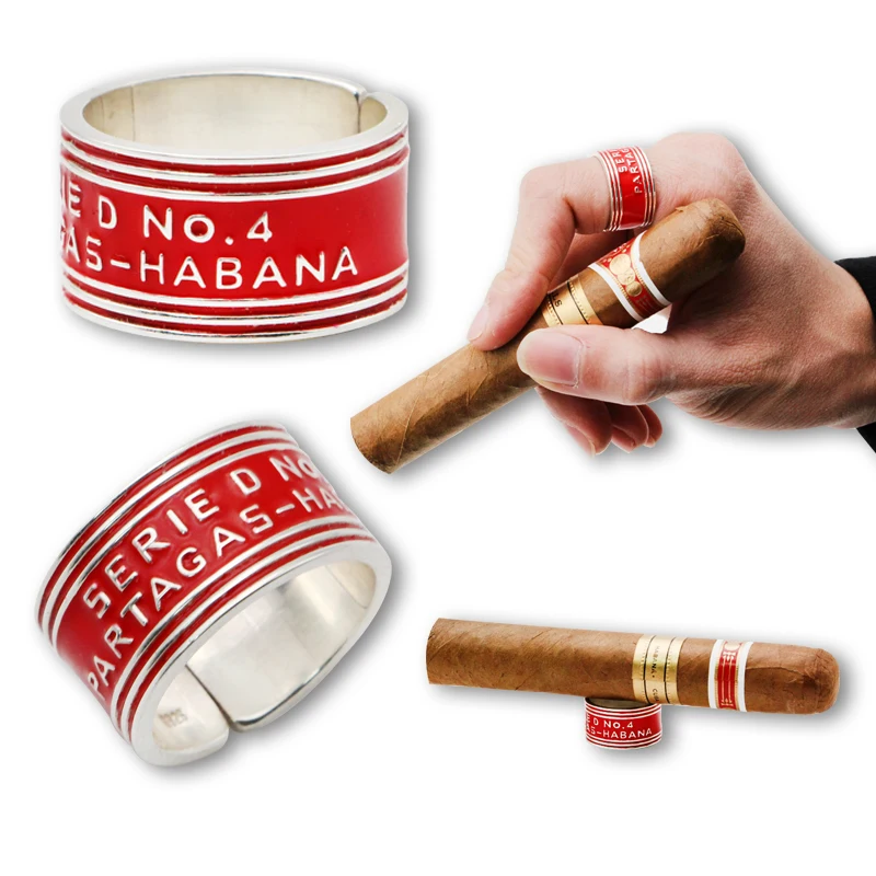 Elegantiškas Gana Cigarų Žiedas Padengti Auksu 925 Sterlingas Sidabro Žiedas Cigarų Turėtojas Papuošalai Cigarų COHIBA