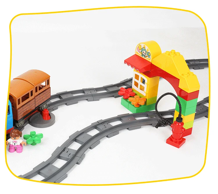 Lanksti Miesto Suderinama Duploed Traukinių Geležinkelio Vėžės Geležinkelio modelio agregatai, Išsišakojęs Tiesiai Lenktas Pastatas Blokų, Plytų Žaislas Dovana