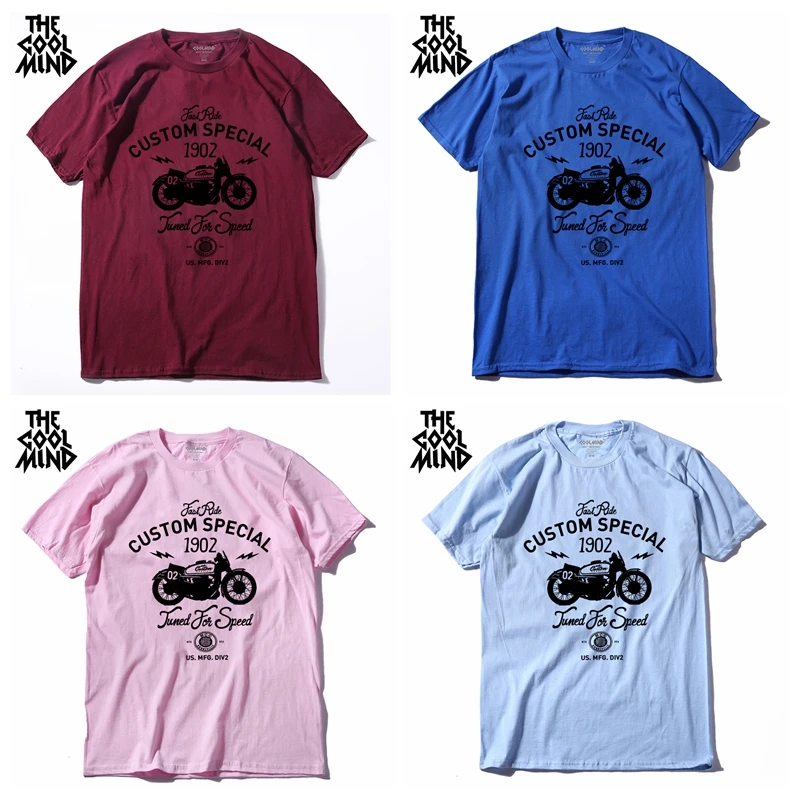 COOLMIND MO0311 medvilnės, trumpomis rankovėmis specialios motorinių spausdinti vyrų marškinėliai atsitiktinis, kietas vyrų Marškinėlius vasara o-kaklo vyrų t-shirt pthd
