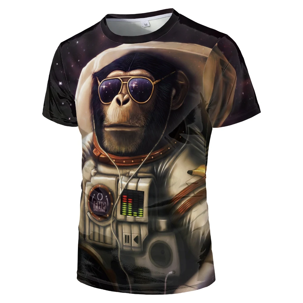 2020 Vyrų Marškinėliai Mados Nauja O-kaklo Muzikos Orangutan Beždžionė, Liūtas 3d Art Series Street Style Spausdinti Vyrų Ir Moterų 3d marškinėliai