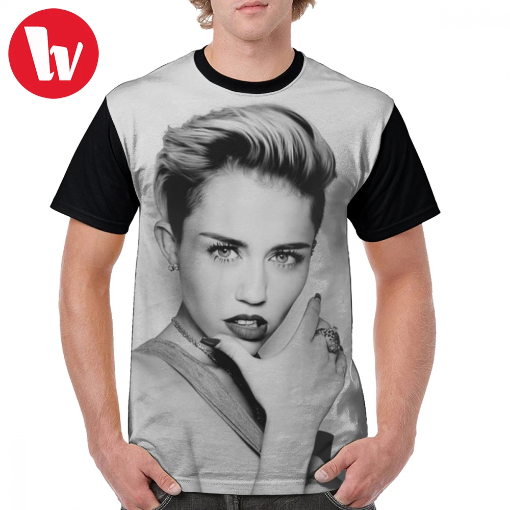 Miley Cyrus Marškinėliai Miley Cyrus T-Shirt Įdomus Poliesteris Grafinis Tee Shirt Mens 4xl Vasaros Grafinis trumpomis Rankovėmis Marškinėlius